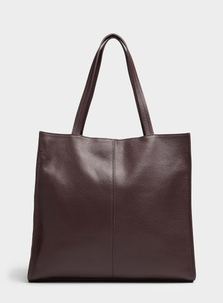 Simons Womens Centre topstitching pebbled leather square tote bag Exclusive collection from Italy