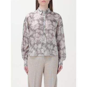 Brunello Cucinelli Womens Grey Floral Silk Shirt, Size M