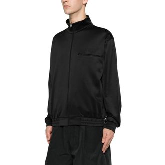Maison Margiela Zip-throughs, male, Black, Size: XL Logo-embroidered Zip-up Sweatshirt