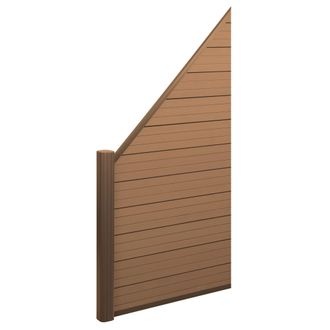Hhg Hhg - Wpc Pantalla De Privacidad Sarthe, Valla Cortavientos, Poste De Aluminio, Elemento De Extensi&oacute;n Diagonal Izquierda, 0.95m Teca