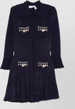 Self Portrait pointelle knit long sleeve mini dress