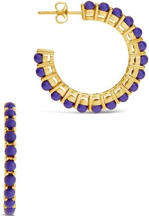 Sterling Forever Noella Beaded Hoop Earrings