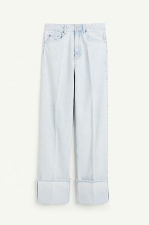H&M Straight High Jeans mit Beinumschlag - Blue