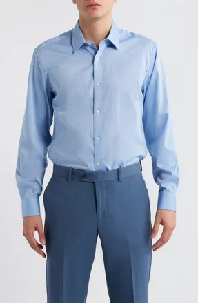 Daniel Hechter Modern Fit Light Blue Micropattern Cotton Dobby Dress Shirt at Nordstrom, Size 14.5