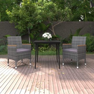 vidaXL Furniture Limited - Set Comedor De Jard&iacute;n 3 Pzas Y Cojines Rat&aacute;n