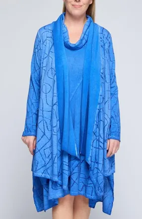 Luukaa D'Celli Axel Devore Cotton Jersey Duster in Blue at Nordstrom, Size 10