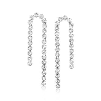 Ross-Simons Bezel-Set Lab-Grown Diamond Drop Earrings in Sterling Silver