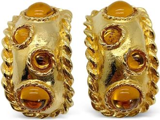 Escada 1980s Cabochon huggie earrings - women - Gold Plated Metal/glass - One Size
