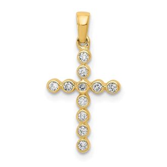 Diamond2Deal 10k Yellow Gold Polished 1/10ct. Diamond Cross Pendant