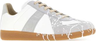 Maison Margiela Mens Two-Tone Leather Replica Sneakers Whiteoffwhite