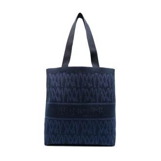 Moncler Tote Bags, male, Blue, Size: ONE SIZE Knit Tote Bag