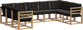 vidaXL Conjunto De Sof&aacute;s De Exterior 9 Uds. Blanco Y Negro Vidaxl