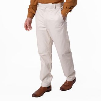 Bally Light Bone Leather Trousers, Brand Size 52 ( Waist Size 36 )