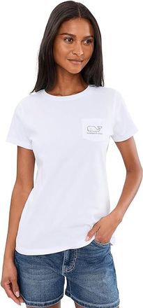 Vineyard Vines Vintage Whale Short Sleeve Pocket T-Shirts Womens T Shirt White Cap : SM, Cotton