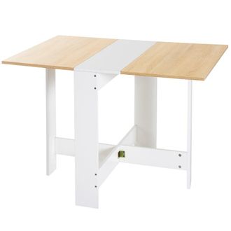 HOMCOM Mesa plegable cocina 103x76x73,5cm roble y blanco