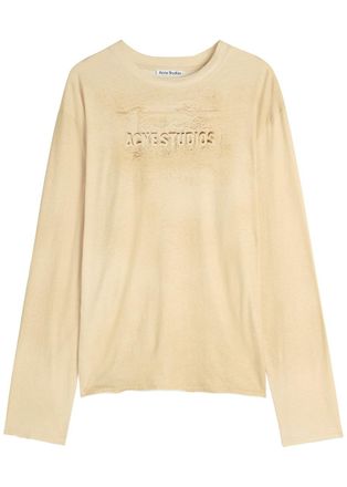 Acne Studios Logo-printed Cotton T-shirt - Sand - XL