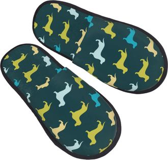 Generic Sliders Cartoon Dachshund Pug Dog Lightweight Slippers Portable Cotton Slippers For Christmas Winter Home M