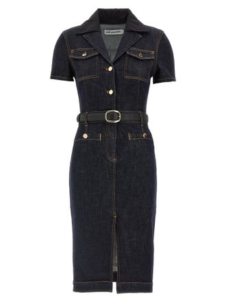 Self Portrait Indigo Denim Midi Abiti Blu-Donna