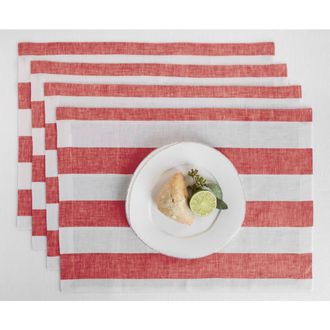 Solino Home Linen Placemats - Cabana Stripe, 14 x 19 in Red And White at Nordstrom, Size Medium