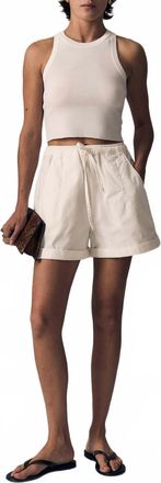 LE JEAN Mara Sateen Drawstring Short In Soft White
