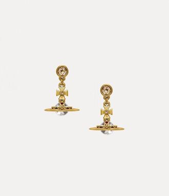 Vivienne Westwood New Petite Orb Earrings Gold Swarovski Crystals Women