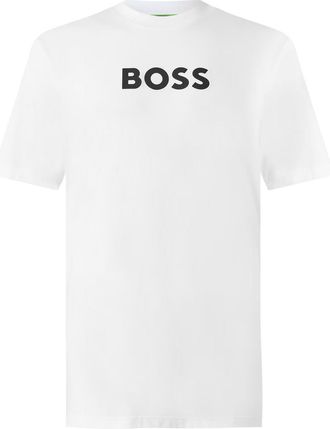 HUGO BOSS Heren-T-shirt met korte mouwen en logo (Wit)