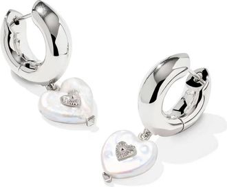 Kendra Scott Womens Sasha Heart Huggie Earrings In Silver