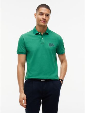 Tommy Hilfiger Mens Regular Fit Striped Undercollar Polo - Alaskan Green - XXL