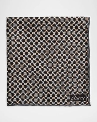 Brioni Men & apos;s Silk Geometric Pocket Square