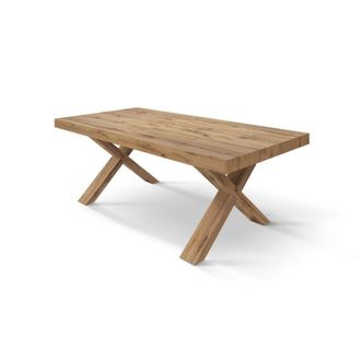 Konte Design Mesa de madera efecto roble, patas roble, ext.180x90-260x90cm