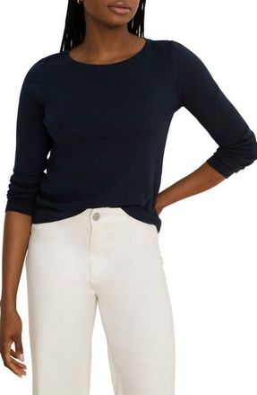 Nic+Zoe Cape Rib Cotton Blend Boat Neck Top in Dark Indigo at Nordstrom, Size X-Small