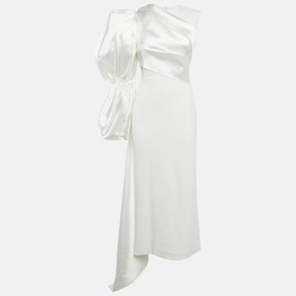 Solace London White Stretch Crepe And Satin Moore Maxi Dress