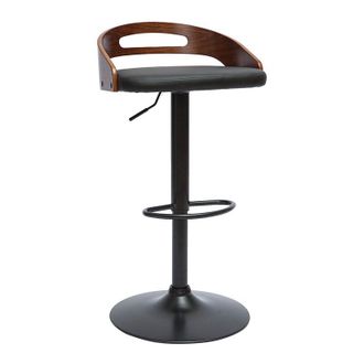 Miliboo Sgabello da bar regolabile design noce e poliuretano nero mano