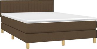 vidaXL Vidaxl - Cama Box Spring Con Colch&oacute;n Tela Marr&oacute;n Oscuro 140x190 Cm