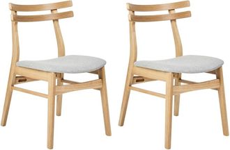 Beliani Conjunto de 2 sillas de comedor Madera Marr&oacute;n claro Gris