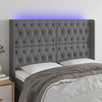 vidaXL Cabecero Con Led De Tela Gris Oscuro 147x16x118/128 Cm Vidaxl
