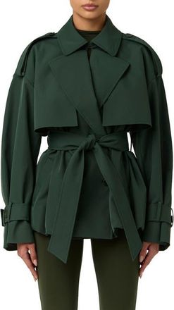 Naked Wardrobe Nylon Bubble Trench Coat in Noir Green at Nordstrom, Size X-Small