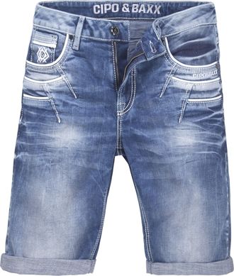Cipo & Baxx Jeansbermudas CIPO & BAXX, Herren, Gr. 36, N-Gr, blau, Denim/Jeans, Obermaterial: 98% Baumwolle, 2% Elasthan, Abriebeffekte, slim fit kniebedeckend, J