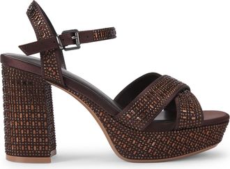 Kurt Geiger Womens Fleur Platform Sandals - Brown Fabric - Size UK 7