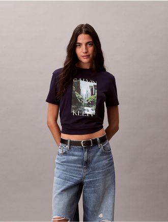 Calvin Klein Jeans Calvin Klein Womens City Logo Graphic Classic T-Shirt - Blue - L