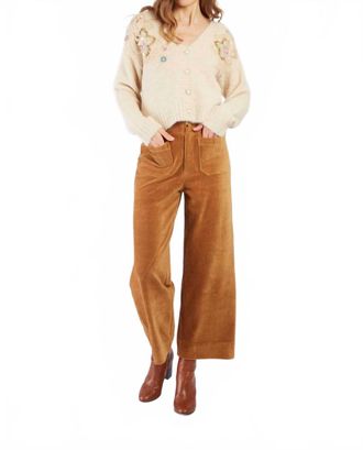 Hem & Thread Taliah Embroidered Cardigan In Ecru