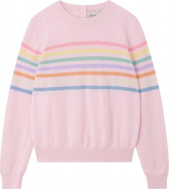 JUMPER 1234 Womens Stripe Block Crew Neck Sweater In Sakura Multi