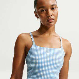 Nike Womens One Light-Support Padded Longline Sports Bra in Blue | IV4939-486