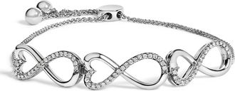 House of Brilliance Sterling Silver 1/3 Cttw Diamond Infinity Heart Link Adjustable Bolo Bracelet