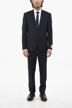 Corneliani CC COLLECTION Chalk Stripe Side Vents Notch Lapel 2-Button S size 50