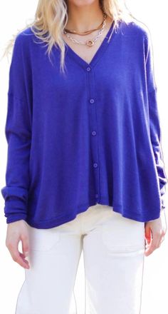 C.T. Plage Button Front Cardigan In Blue