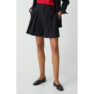 Theory Pleated Linen Blend Shorts in Black at Nordstrom Rack, Size 16