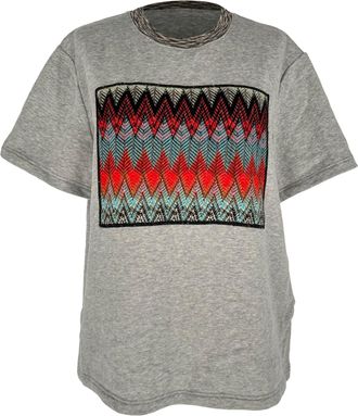 Missoni Zigzag Print Crew Neck T-shirt in Grey Cotton