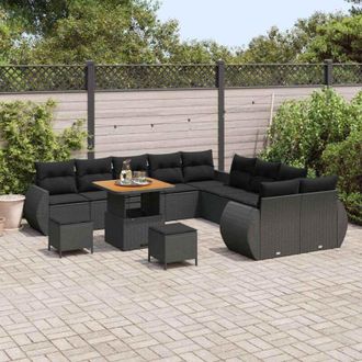 vidaXL Conjunto De Sof&aacute; De Jard&iacute;n 13 Pcs Negro 80 X 80 X 71 Cm Vidaxl