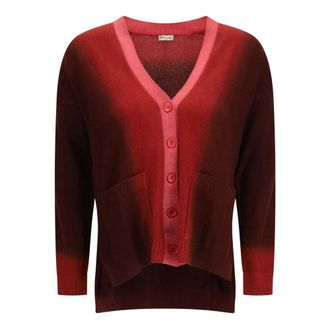 Mirror in the Sky Ombr&eacute; Vest met Zakken - Dames - Truien - Rood - Maat: L Kasjmier